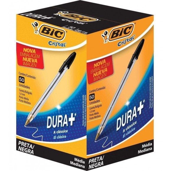 CANETA BIC CRISTAL MEDIA PRETA CX/100