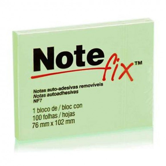 BLOCO P/ RECADO ADESIVO NOTEFIX 76X102MM NOTEFIX VERDE