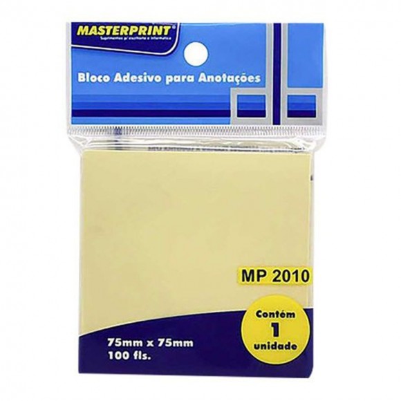 BLOCO P/ RECADO ADESIVO MASTERPRINT 76X76MM AMARELO 100F MP2010