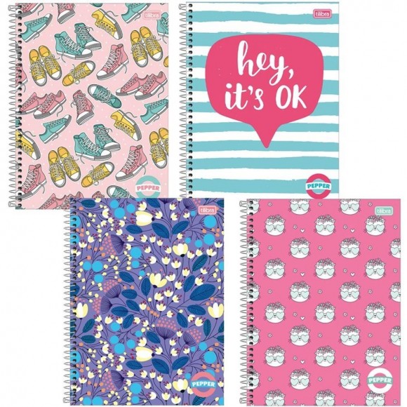 CADERNO UNIV. CD 10X1 TILIBRA PEPPER FEMININO 160 FLS