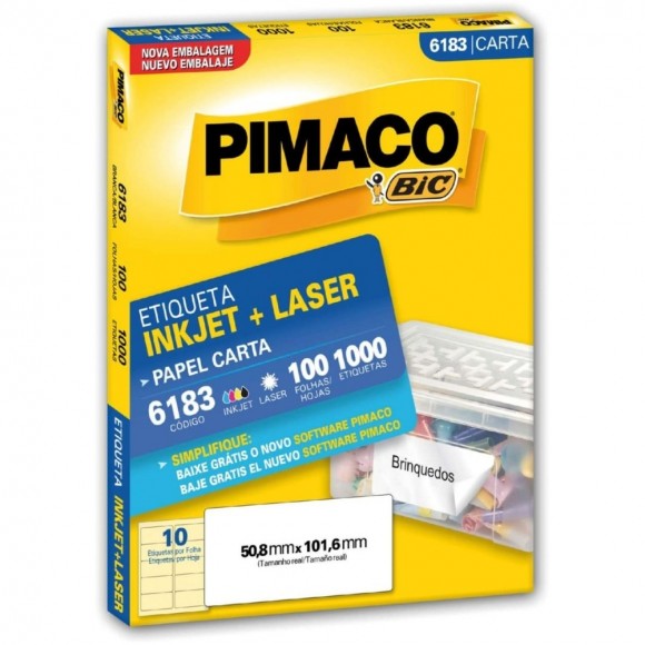 ETIQUETA INKJET/LASER PIMACO CARTA 6183 100 FLS