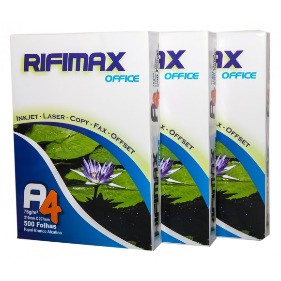 PAPEL SULFITE A4 75G RIFIMAX BRANCO 1 PCT C/ 500 FLS