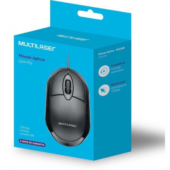 MOUSE OPTICO USB 1200DPI CLASSIC PRETO C/SCROLL