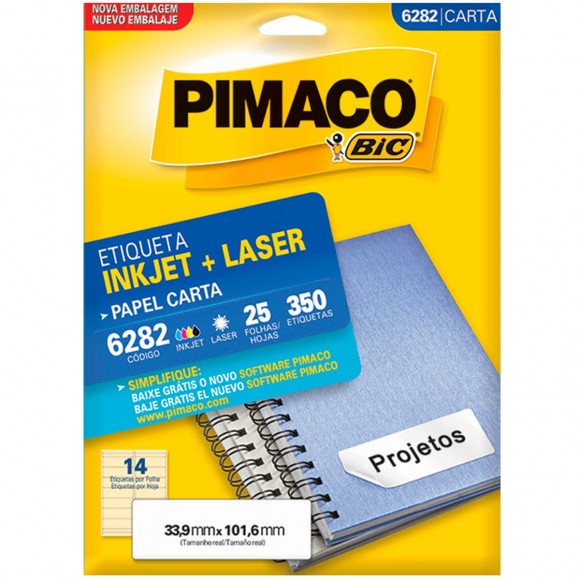 ETIQUETA INKJET/LASER PIMACO CARTA 6282 25 FLS