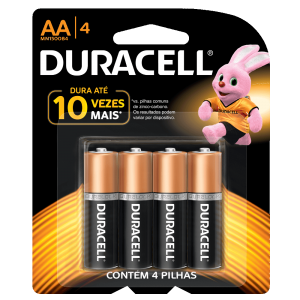 PILHA DURACELL ALCALINA PEQUENA AA C/ 4 ...