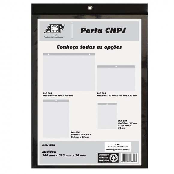 PROTETOR DE DOCUMENTO ACP PORTA QUADRO CNPJ