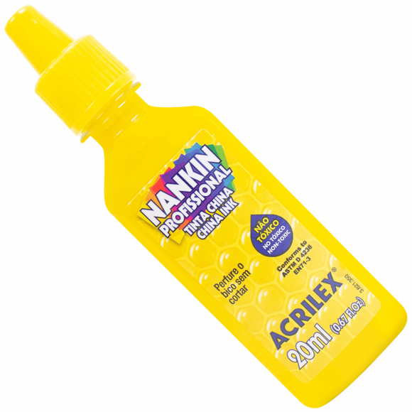 TINTA NANQUIM ESCOLAR ACRILEX 20ML AMARELO OURO