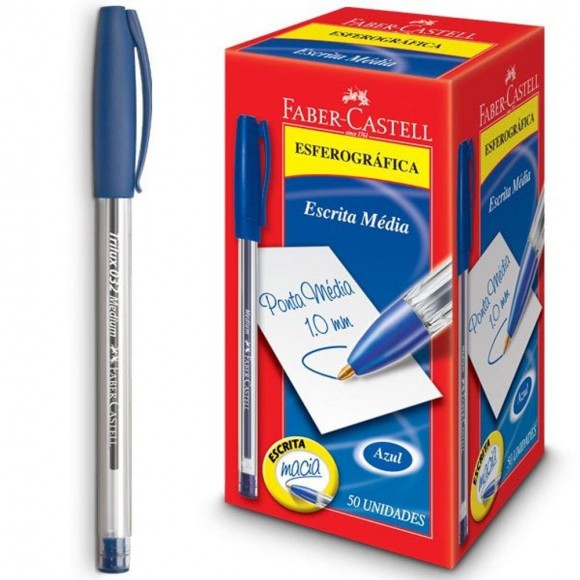 CANETA FABER CASTELL TRILUX MEDIA AZUL CX/50