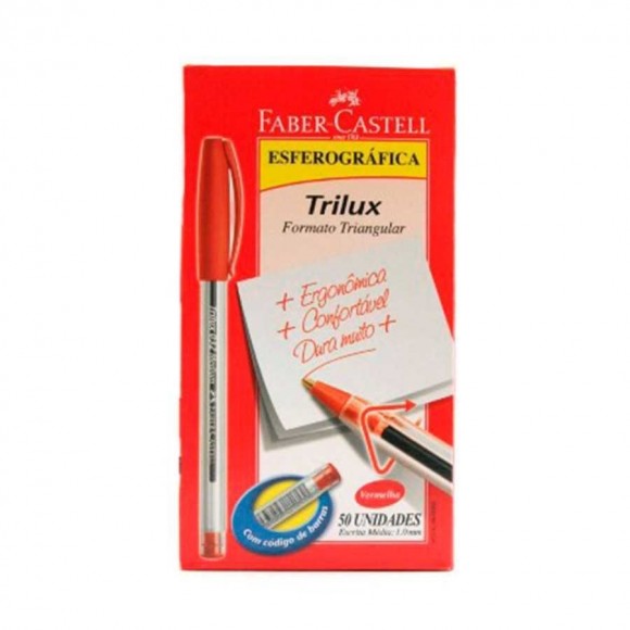 CANETA FABER CASTELL TRILUX MEDIA VERMELHA CX/50