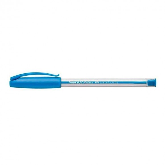 CANETA FABER CASTELL TRILUX MEDIA AZUL CLARO CX/12