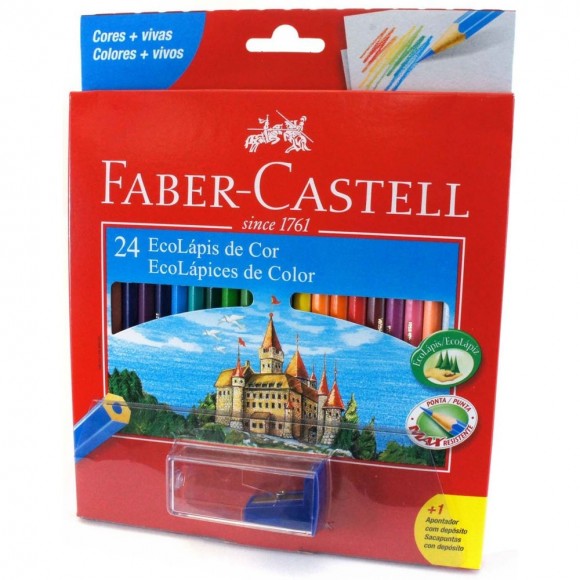 LAPIS 24 CORES SEXTAVADO ECOLAPIS + APONTADOR - FABER CASTELL