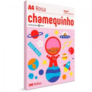 PAPEL SULFITE A4 75G CHAMEQUINHO ROSA 10...
