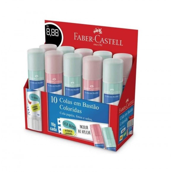 COLA BASTAO FABER CASTELL 10G COLORIDA PE/10