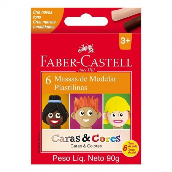 MASSA DE MODELAR FABER CASTELL 6 CORES CARAS & CORES