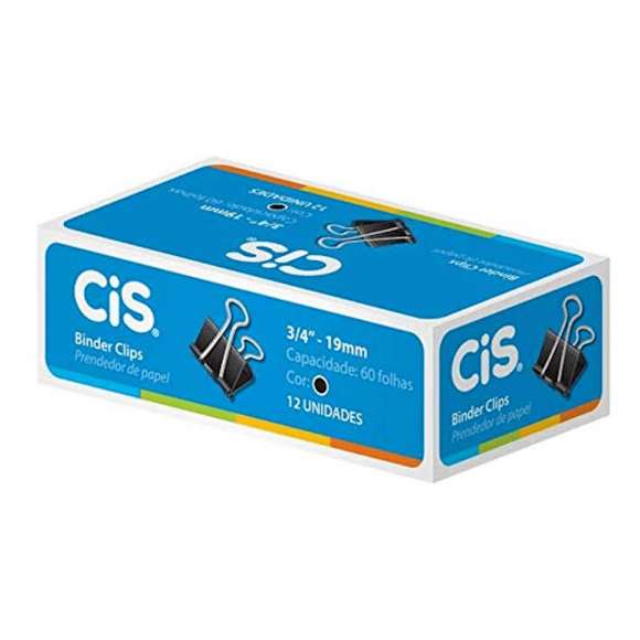 PRENDEDOR DE PAPEL CIS 19MM PRETO