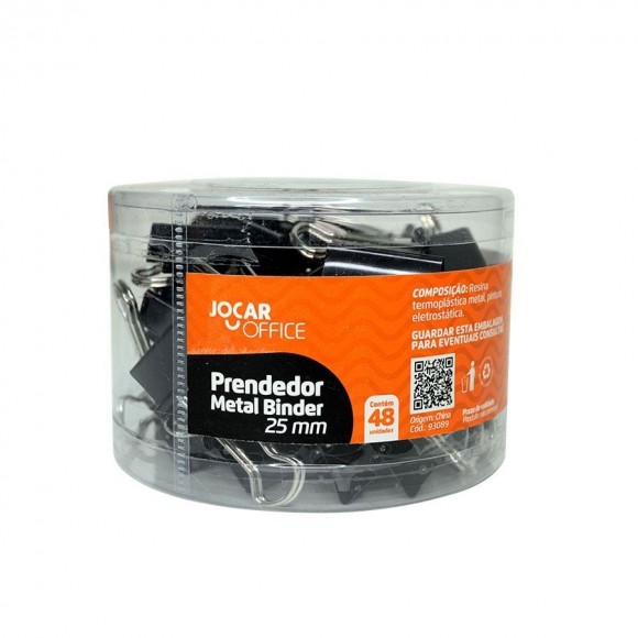 PRENDEDOR DE PAPEL JOCAR 25MM PRETO