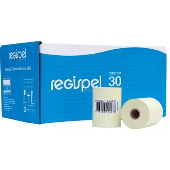 BOBINA REGISPEL TERMICA 57MMX22M CX/ 30 UNID