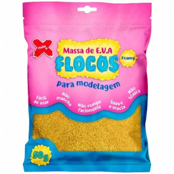 MASSA DE EVA FLOCOS METAL MAKE+ OURO 50G