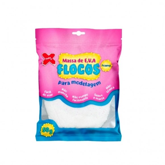 MASSA DE EVA FLOCOS MAKE+ BRANCO C/GLITER 50G