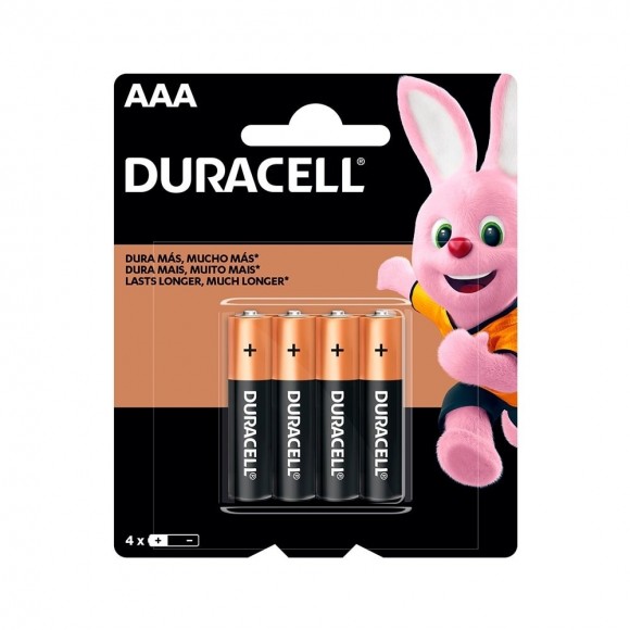 PILHA DURACELL ALCALINA PALITO AAA C/4 UNIDADES