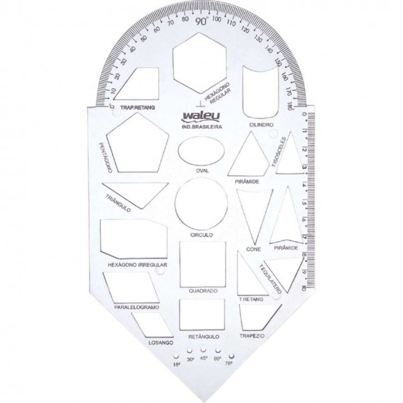 REGUA GEOMETRICA WALEU C/ GABARITO