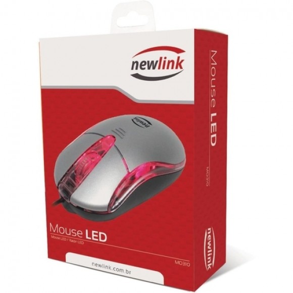 MOUSE NEWLINK MO 310 SCROLL OPTICO LED PRATA