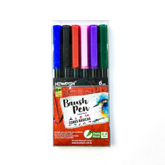 MARCADOR ARTISTICO BRUSH PEN 6 CORES BASICAS