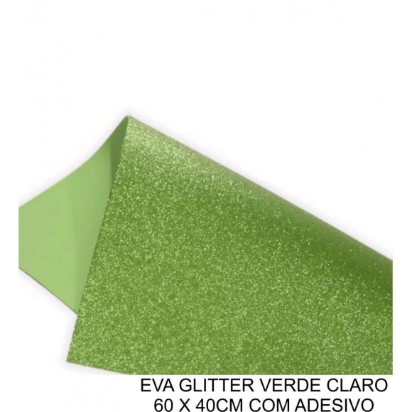 PLACA EM EVA 2MM GLITTER 60X40CM VERDE CLARO MAKE+