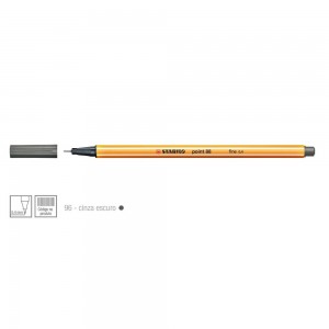 CANETA STABILO POINT88 0.4MM 88/96 CINZA