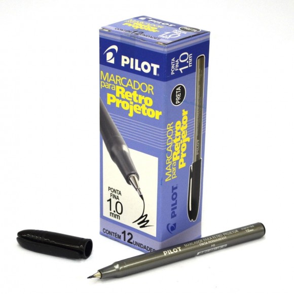 CANETA RETROPROJETOR PILOT 1.0MM PRETA CX/12