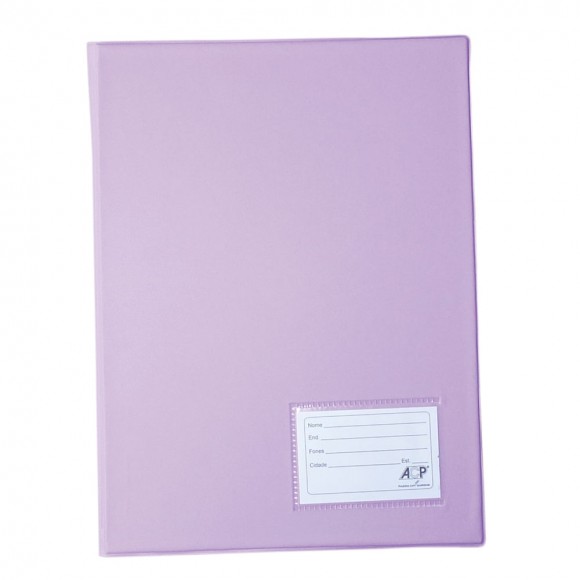 PASTA CATALOGO ACP OFICIO COM 20 ENVELOPES FINOS C/ VISOR LILAS