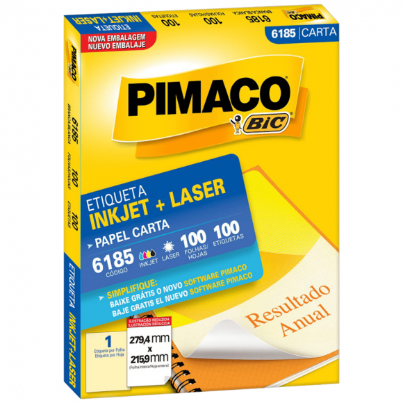 ETIQUETA INKJET/LASER PIMACO CARTA 6185 100 FLS